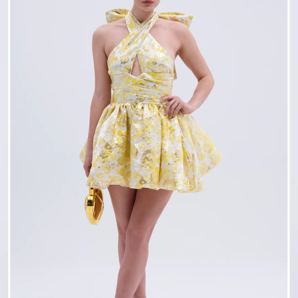 Brocade halter Mini dress